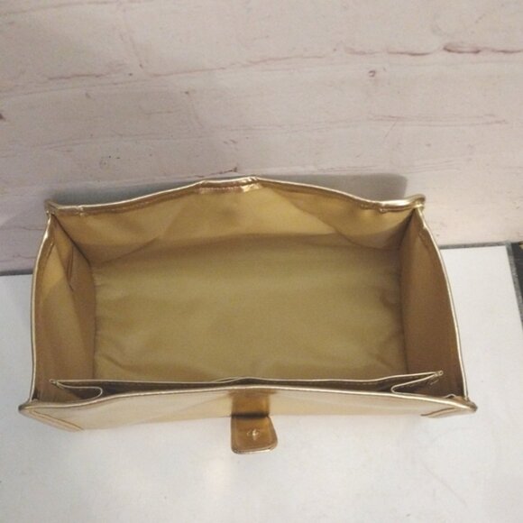 Estee Lauder Gold Clutch Purse Makeup Cosmetic Evening Bag - Picture 7 of 13